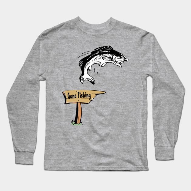 Gone Fishing Long Sleeve T-Shirt by longford